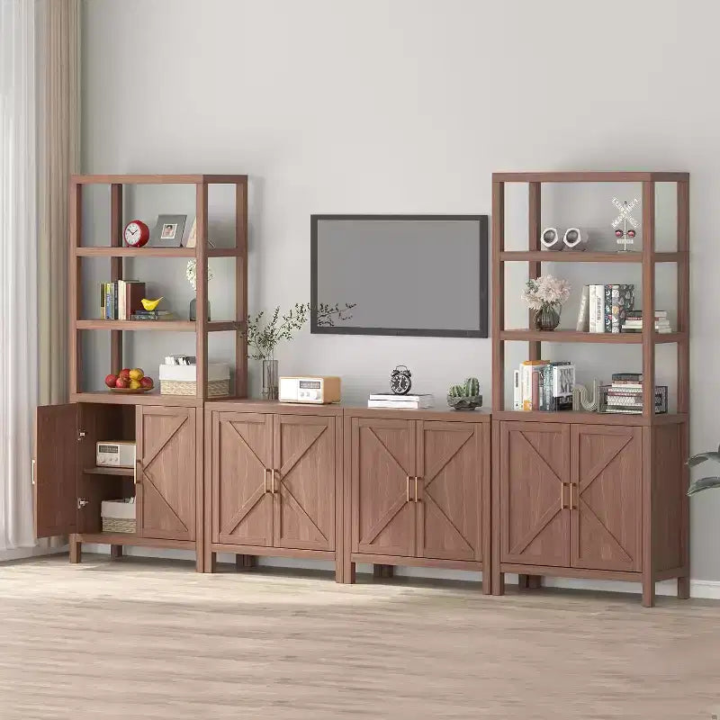 30 Inch Farmhouse Storage Cabinet, X-Shaped Double Door Kitchen Storage with 2 Adjustable Shelves
