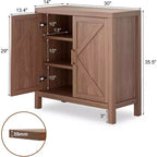30 Inch Farmhouse Storage Cabinet, X-Shaped Double Door Kitchen Storage with 2 Adjustable Shelves