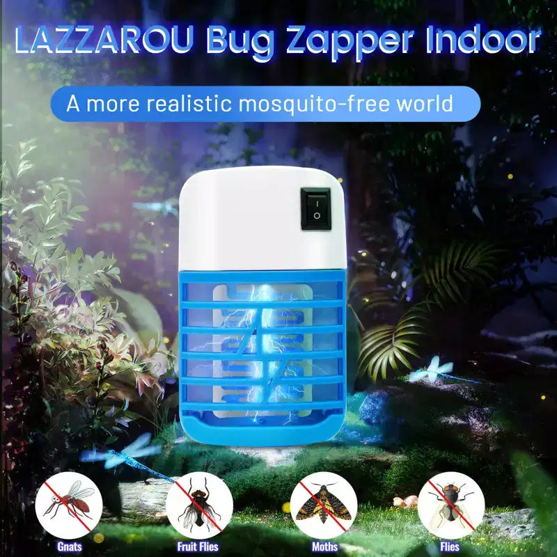 LAZZAROU Indoor Bug Zapper & Mosquito Killer - Safe for Kids & Pets | Blue Light Fly Trap for Home, Kitchen, Bedroom | No Chemicals, Easy Clean
