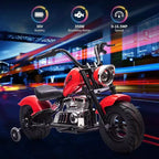Youth Electric Motorcycle, 36V 350W Brushless Off-Road with 16.5mph, Music Player, Spring Suspension, LED Lights and Leather Seat