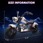 Youth Electric Motorcycle, 36V 350W Brushless Off-Road with 16.5mph, Music Player, Spring Suspension, LED Lights and Leather Seat