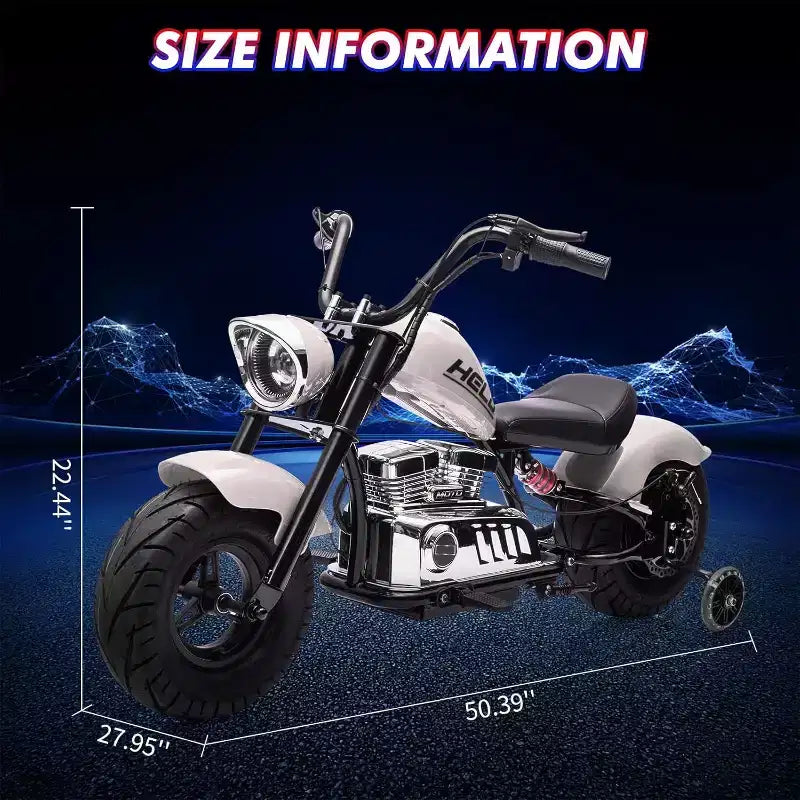 Youth Electric Motorcycle, 36V 350W Brushless Off-Road with 16.5mph, Music Player, Spring Suspension, LED Lights and Leather Seat