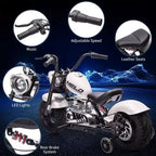 Youth Electric Motorcycle, 36V 350W Brushless Off-Road with 16.5mph, Music Player, Spring Suspension, LED Lights and Leather Seat