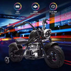 Youth Electric Motorcycle, 36V 350W Brushless Off-Road with 16.5mph, Music Player, Spring Suspension, LED Lights and Leather Seat