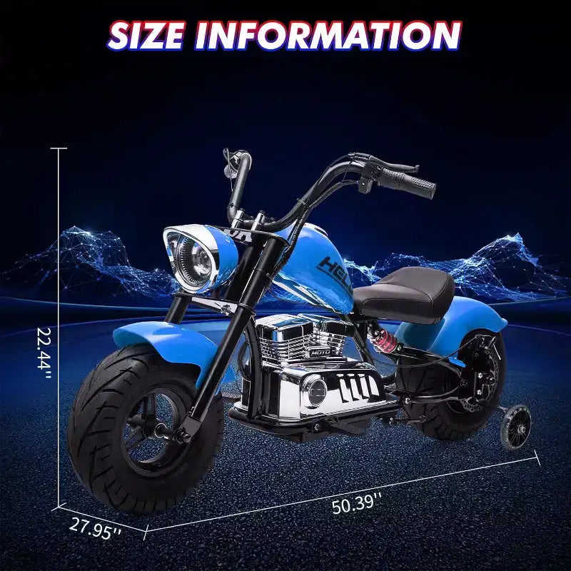 Youth Electric Motorcycle, 36V 350W Brushless Off-Road with 16.5mph, Music Player, Spring Suspension, LED Lights and Leather Seat
