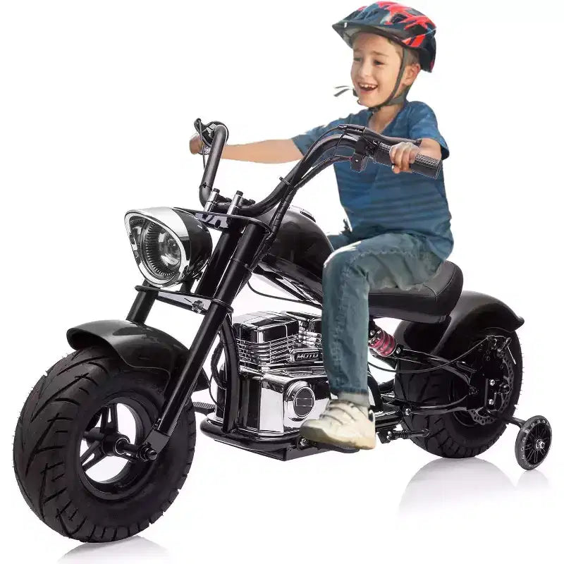 Youth Electric Motorcycle, 36V 350W Brushless Off-Road with 16.5mph, Music Player, Spring Suspension, LED Lights and Leather Seat