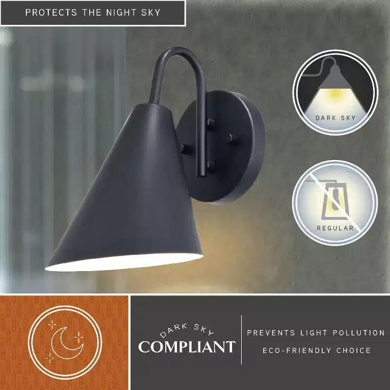 VAXCEL Hanson Steel 1 Light LED Compatible Matte Black and White Contemporary Dark Sky Indoor Outdoor Wall Sconce