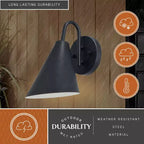 VAXCEL Hanson Steel 1 Light LED Compatible Matte Black and White Contemporary Dark Sky Indoor Outdoor Wall Sconce
