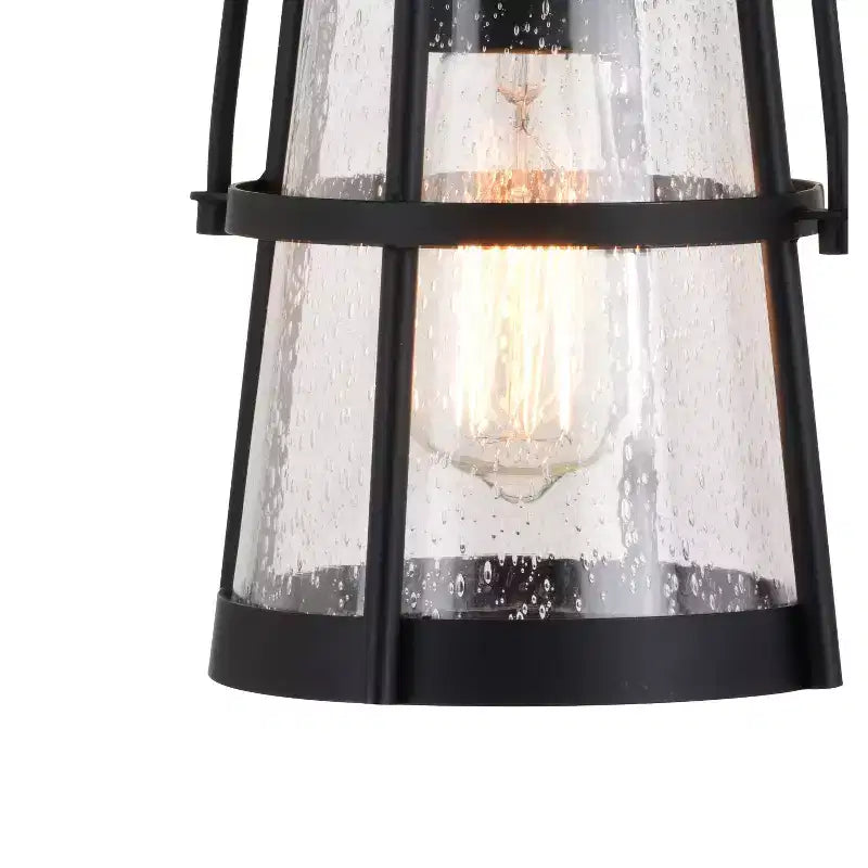 VAXCEL Portage Park 1 Light Black Dusk to Dawn Outdoor Wall Lantern Clear Glass