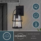 VAXCEL Portage Park 1 Light Black Dusk to Dawn Outdoor Wall Lantern Clear Glass