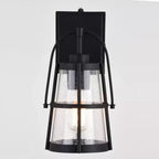 VAXCEL Portage Park 1 Light Black Dusk to Dawn Outdoor Wall Lantern Clear Glass