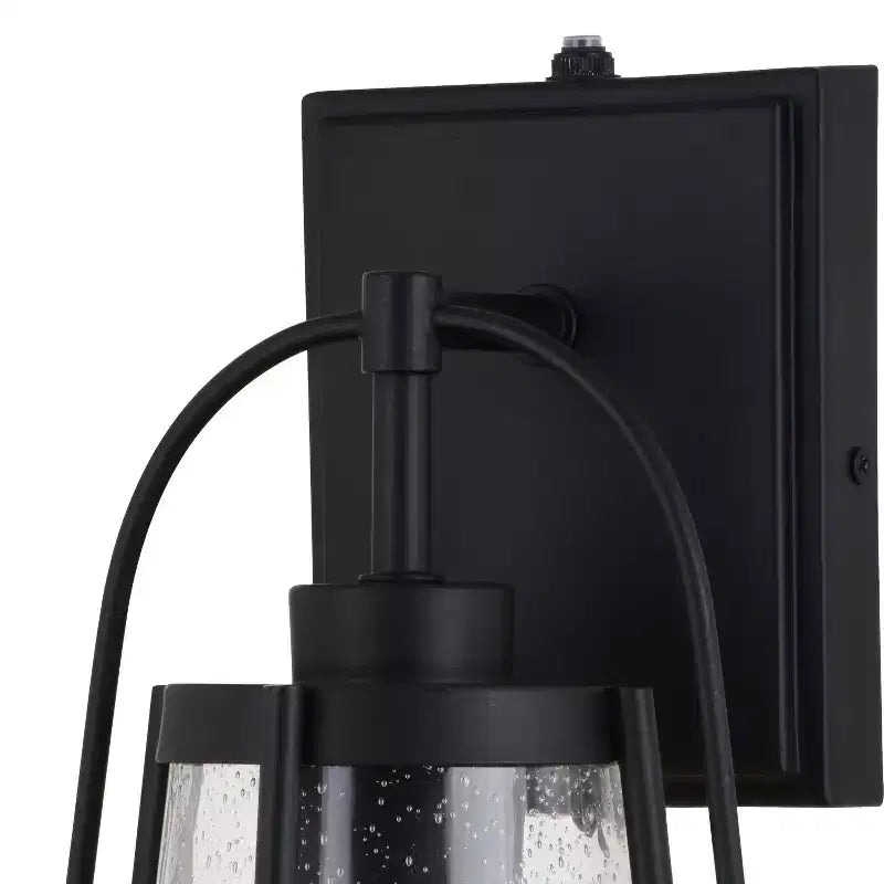VAXCEL Portage Park 1 Light Black Dusk to Dawn Outdoor Wall Lantern Clear Glass