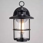 VAXCEL Lake Shore Steel 1 Light LED Compatible Black Coastal Outdoor Wall Lantern Clear Glass