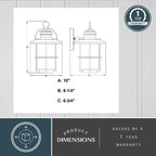 VAXCEL Lake Shore Steel 1 Light LED Compatible Black Coastal Outdoor Wall Lantern Clear Glass