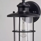 VAXCEL Lake Shore Steel 1 Light LED Compatible Black Coastal Outdoor Wall Lantern Clear Glass