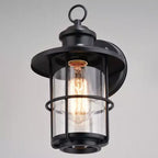 VAXCEL Lake Shore Steel 1 Light LED Compatible Black Coastal Outdoor Wall Lantern Clear Glass