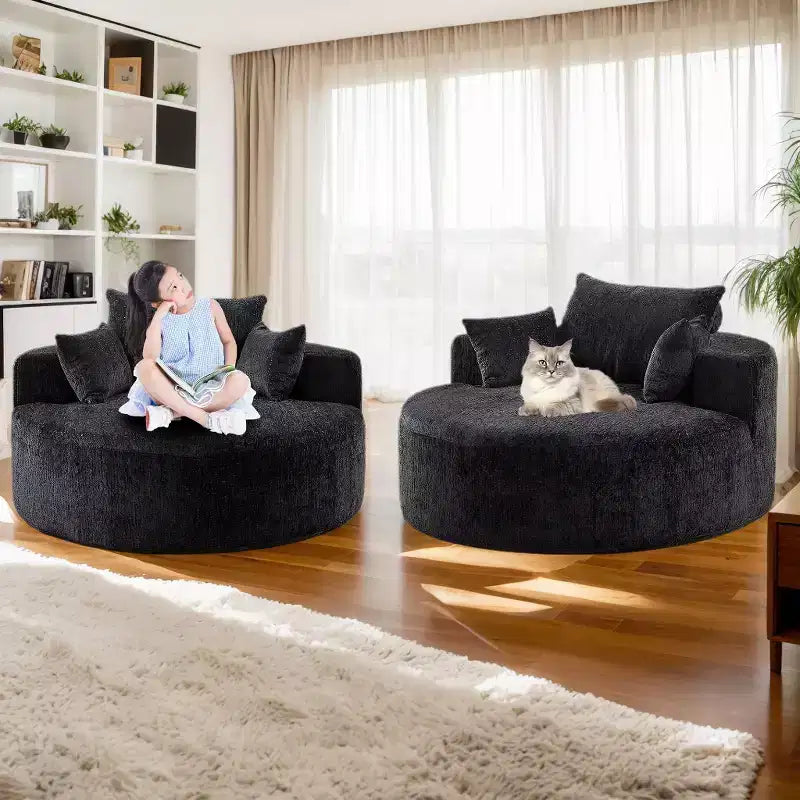 MAYEERTY Single Sofa 55 Chenille No Assembly for Living Room Bedroom Projection Room