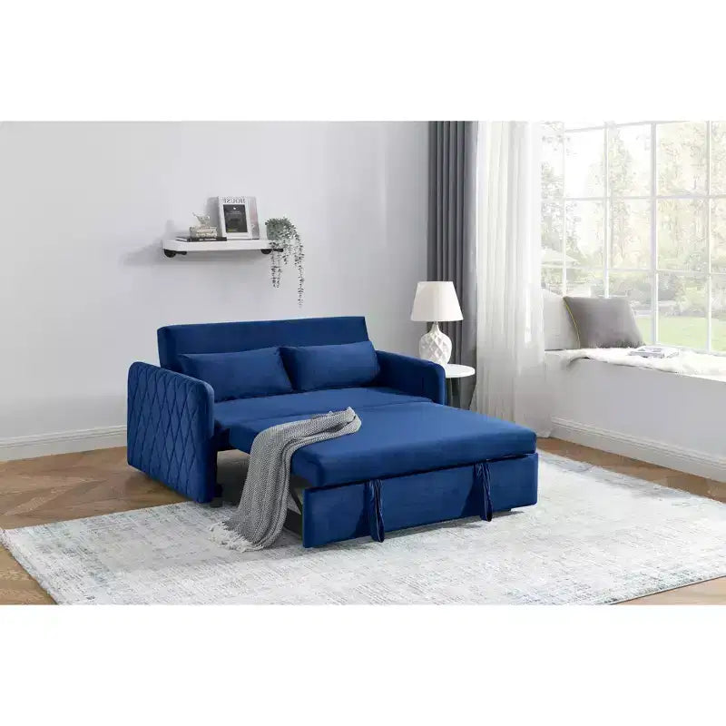 MAYEERTY Modern Convertible Sofa Bed with Arm Pockets & Adjustable Back