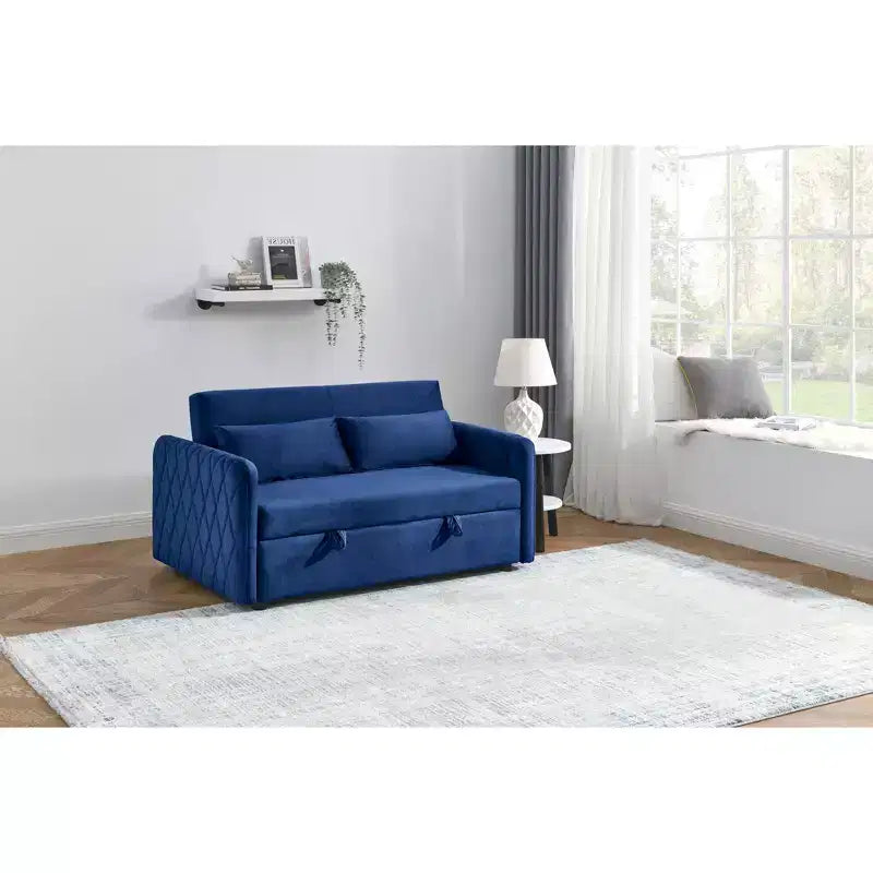 MAYEERTY Modern Convertible Sofa Bed with Arm Pockets & Adjustable Back