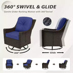 EAGLE PEAK Azure Bay 3 Piece Outdoor Wicker Bistro Set, Patio Swivel Rocking Chairs with Side Table