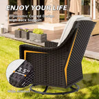 EAGLE PEAK Azure Bay 3 Piece Outdoor Wicker Bistro Set, Patio Swivel Rocking Chairs with Side Table