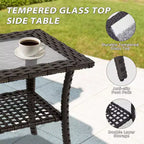 EAGLE PEAK Azure Bay 3 Piece Outdoor Wicker Bistro Set, Patio Rocking Chairs with Side Table