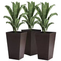 NAYSAYE 3PCS Outdoor Planter, 24 Tall Large Taper Planters with Drainage Holes and Plug, Flower Pots for Patio, Brown, 14.25*14.25*24