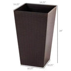 NAYSAYE 3PCS Outdoor Planter, 24 Tall Large Taper Planters with Drainage Holes and Plug, Flower Pots for Patio, Brown, 14.25*14.25*24