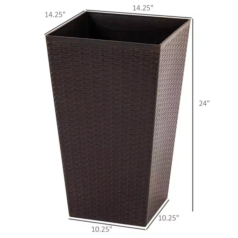 NAYSAYE 3PCS Outdoor Planter, 24 Tall Large Taper Planters with Drainage Holes and Plug, Flower Pots for Patio, Brown, 14.25*14.25*24