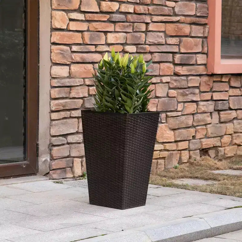 NAYSAYE 3PCS Outdoor Planter, 24 Tall Large Taper Planters with Drainage Holes and Plug, Flower Pots for Patio, Brown, 14.25*14.25*24