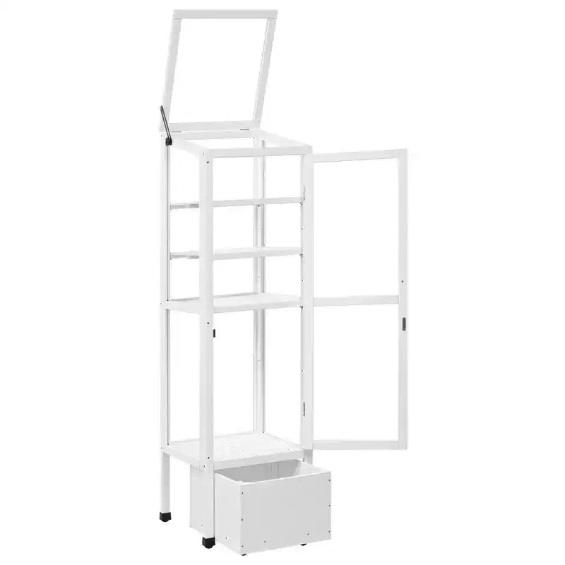 Wood Garden Greenhouse with Portable Cold Frame, Movable Storage & Adjustable Shelves, Indoor/Outdoor Use
