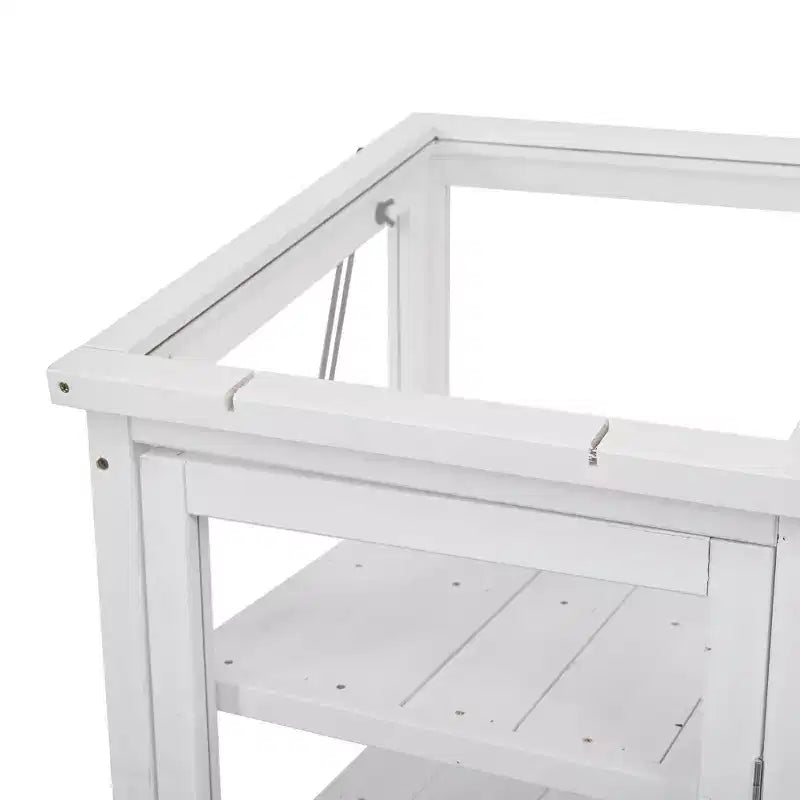 Wood Garden Greenhouse with Portable Cold Frame, Movable Storage & Adjustable Shelves, Indoor/Outdoor Use