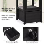 Wood Garden Greenhouse with Portable Cold Frame, Movable Storage & Adjustable Shelves, Indoor/Outdoor Use