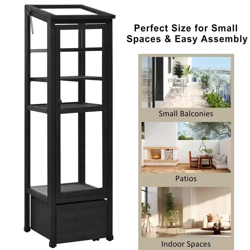 Wood Garden Greenhouse with Portable Cold Frame, Movable Storage & Adjustable Shelves, Indoor/Outdoor Use