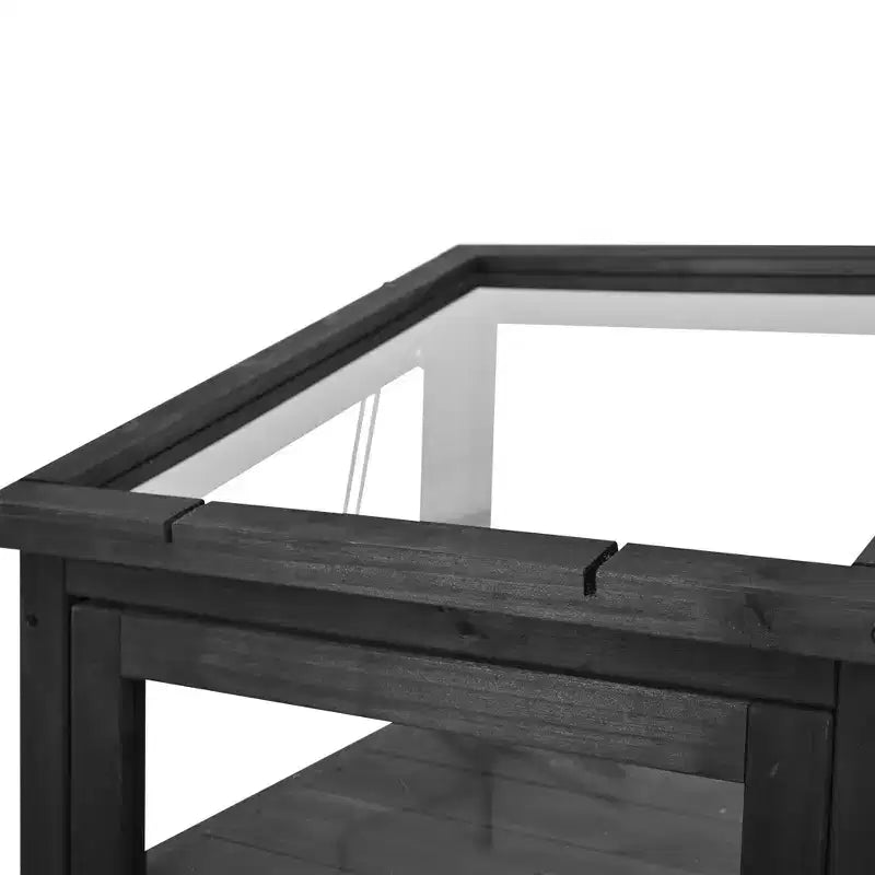 Wood Garden Greenhouse with Portable Cold Frame, Movable Storage & Adjustable Shelves, Indoor/Outdoor Use