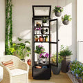Wood Garden Greenhouse with Portable Cold Frame, Movable Storage & Adjustable Shelves, Indoor/Outdoor Use