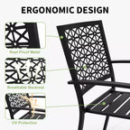 3-Piece Stackable Bistro Set, Modern Metal Patio Furniture with Square Table & Chairs for Indoor & Outdoor, Ideal for Backyard, Balcony and Poolside