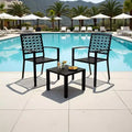 3-Piece Stackable Bistro Set, Modern Metal Patio Furniture with Square Table & Chairs for Indoor & Outdoor, Ideal for Backyard, Balcony and Poolside
