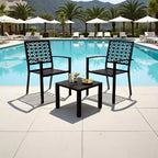 3-Piece Stackable Bistro Set, Modern Metal Patio Furniture with Square Table & Chairs for Indoor & Outdoor, Ideal for Backyard, Balcony and Poolside