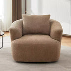Whisen 38.2 Upholstered Swivel Barrel Chair with Pillow
