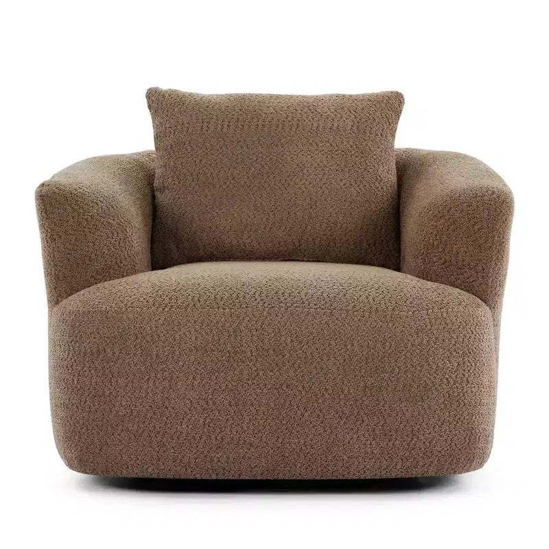 Whisen 38.2 Upholstered Swivel Barrel Chair with Pillow
