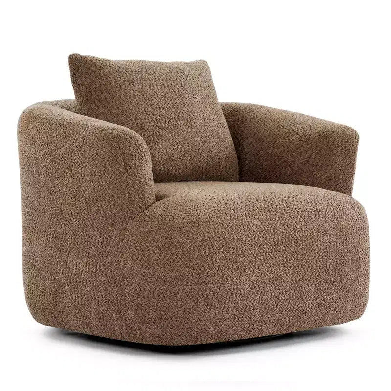 Whisen 38.2 Upholstered Swivel Barrel Chair with Pillow