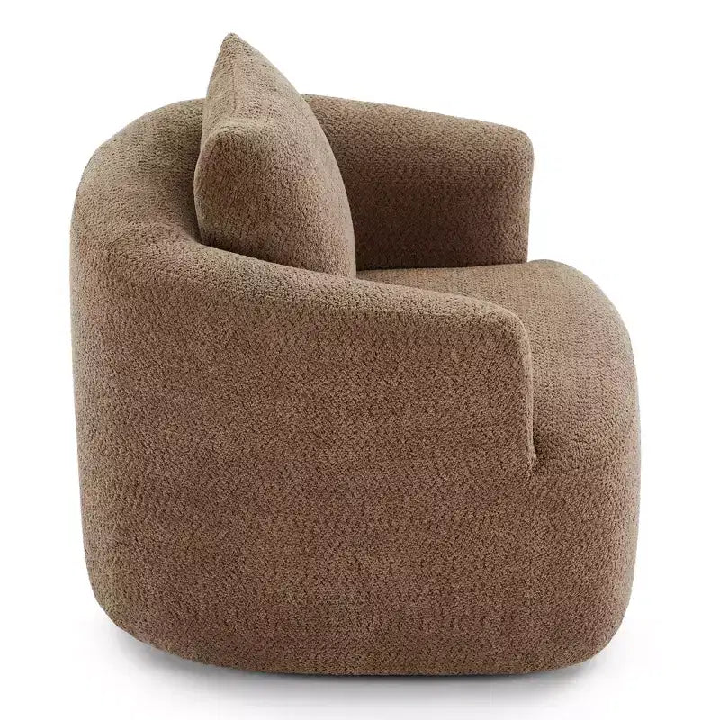 Whisen 38.2 Upholstered Swivel Barrel Chair with Pillow