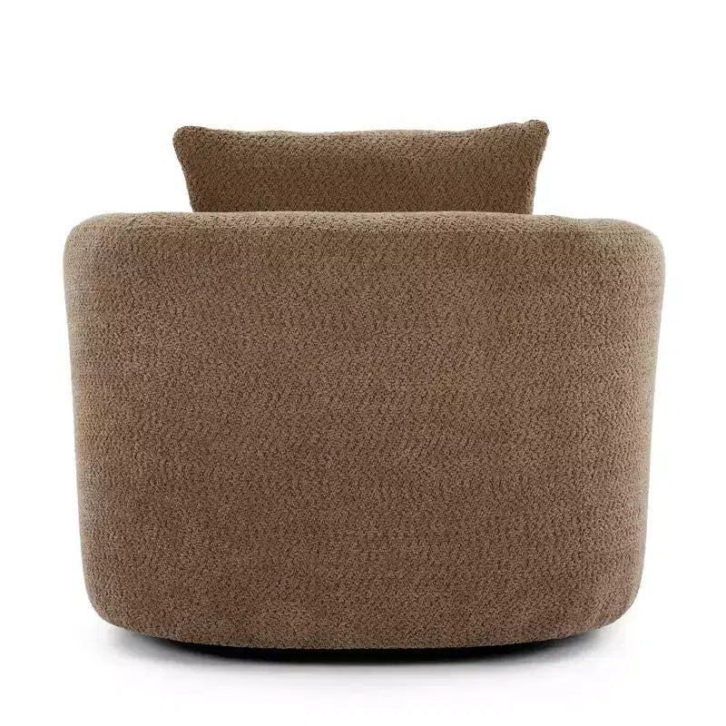 Whisen 38.2 Upholstered Swivel Barrel Chair with Pillow