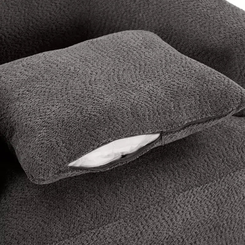Whisen 38.2 Upholstered Swivel Barrel Chair with Pillow