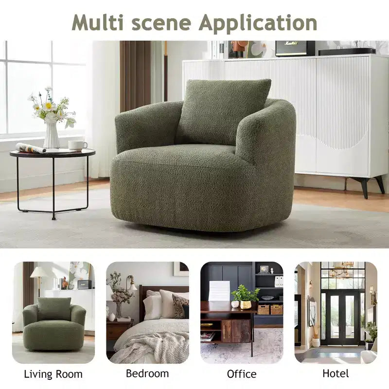 Whisen 38.2 Upholstered Swivel Barrel Chair with Pillow