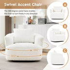 Whisen 38.2 Upholstered Swivel Barrel Chair with Pillow