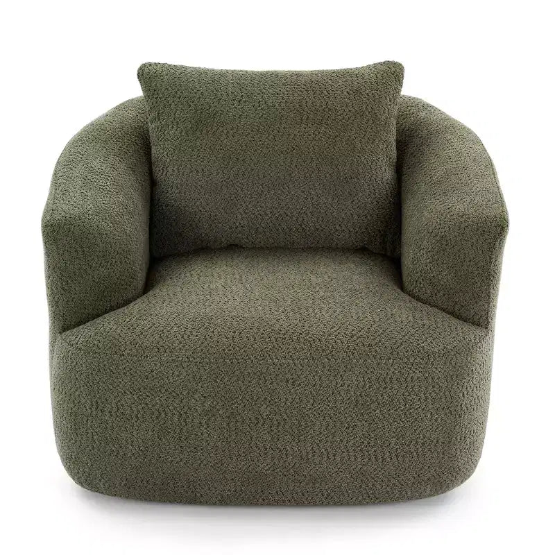 Whisen 38.2 Upholstered Swivel Barrel Chair with Pillow