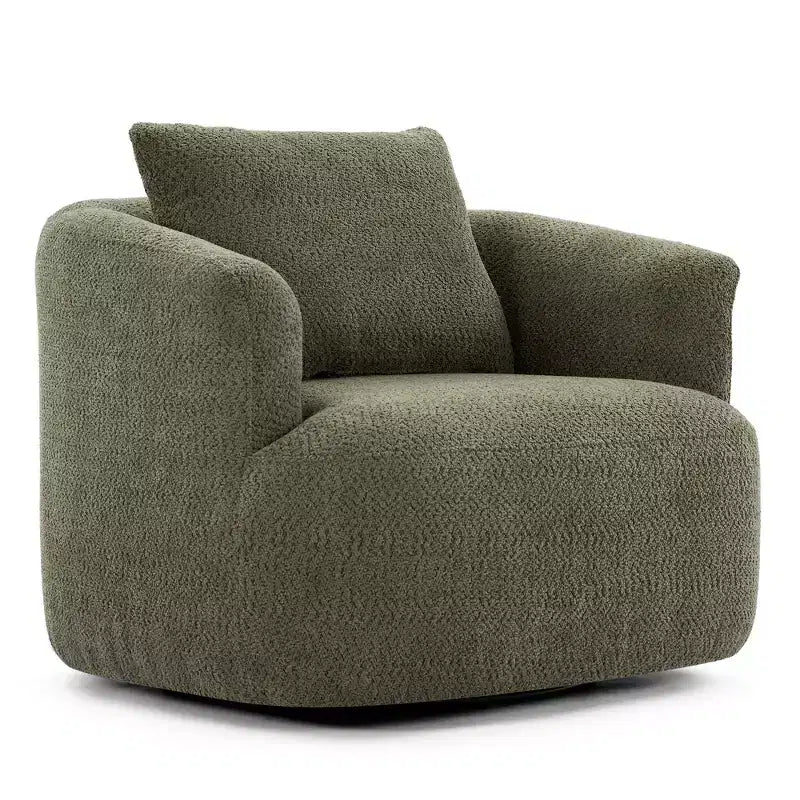 Whisen 38.2 Upholstered Swivel Barrel Chair with Pillow