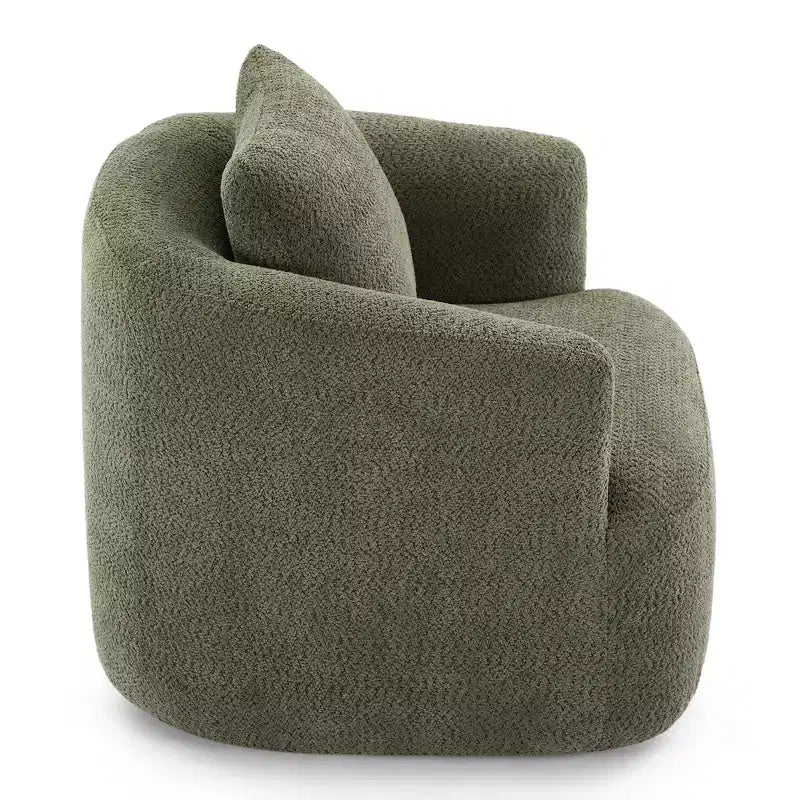 Whisen 38.2 Upholstered Swivel Barrel Chair with Pillow